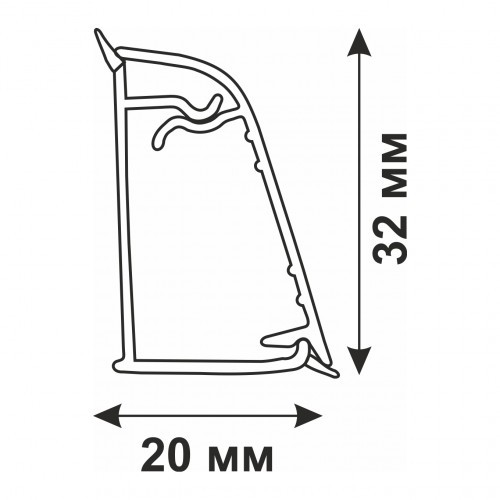 Кухонный плинтус для столешниц Rico Technical алюминиевый прямоугольный (32х20 мм)
